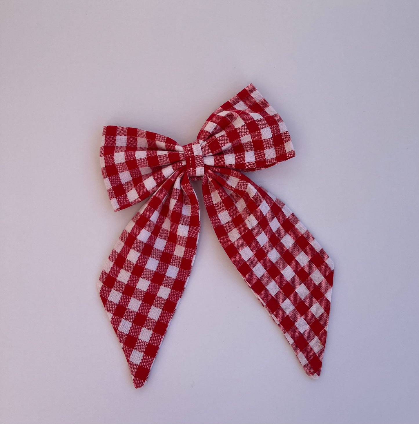 Red Check Sailor Hair Bow