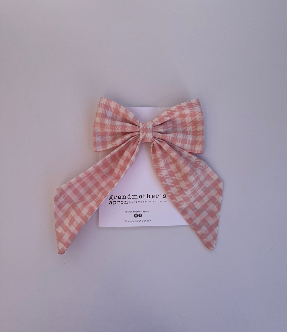 Pink Check Sailor Hair Bow