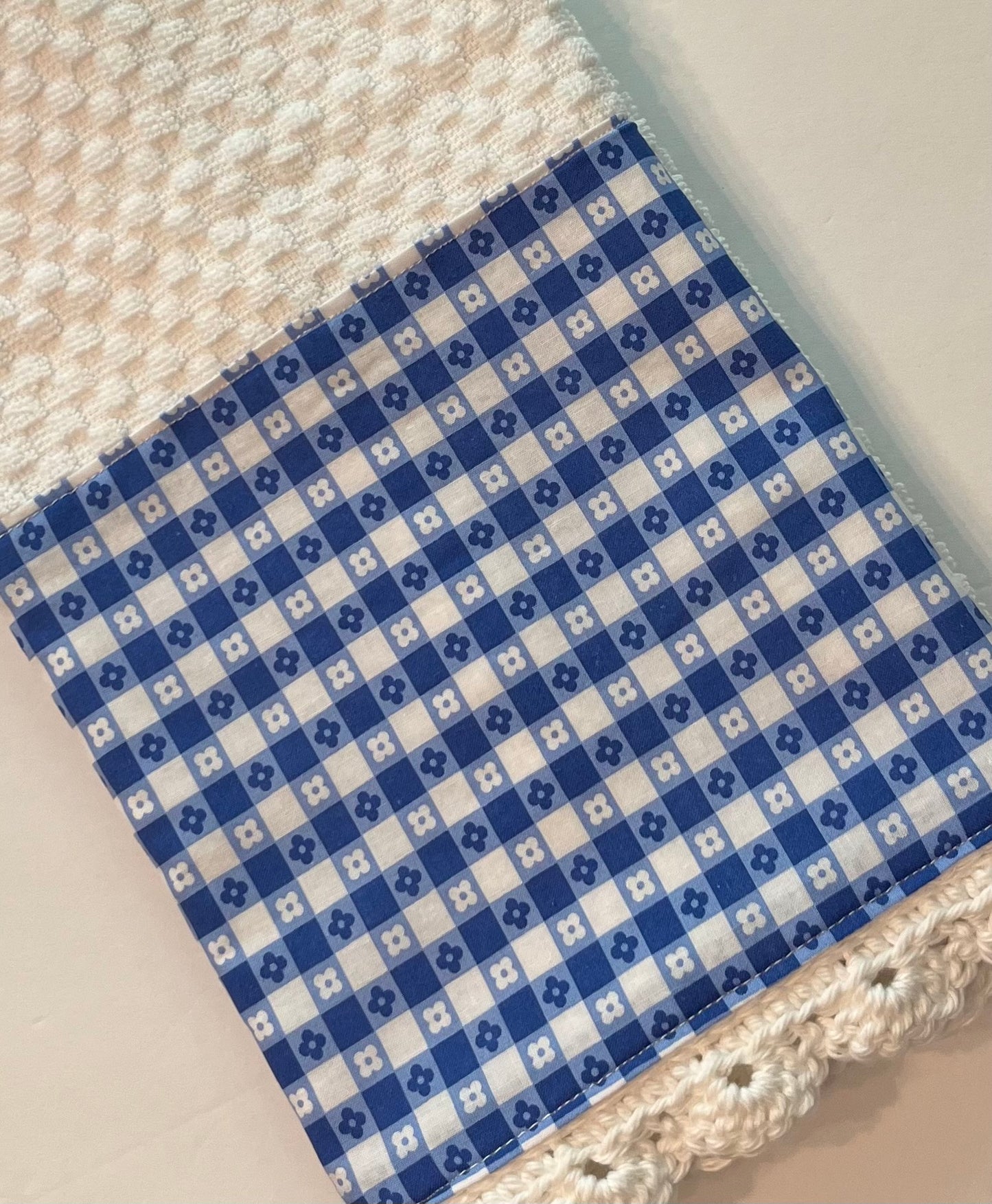 Blue Check Tablecloth Print Hand or Kitchen Towel