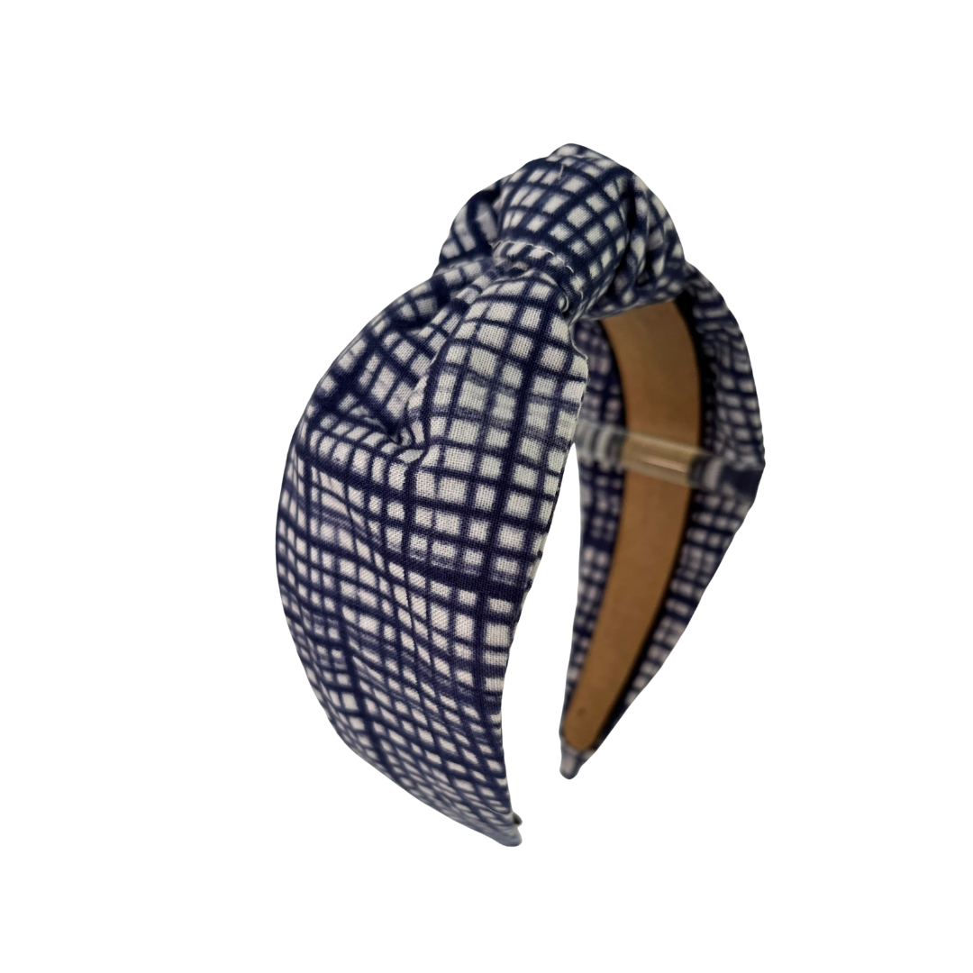 Blue Windowpane Check Headband