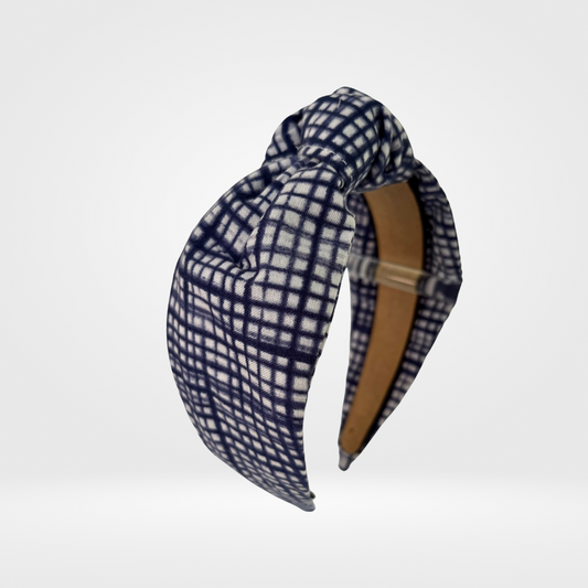 Blue Windowpane Check Headband